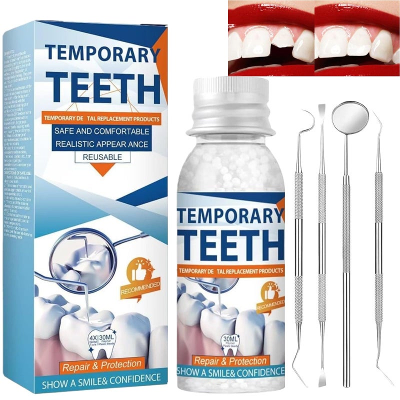 Temporary Tooth Filling Kit,Den/tal Repair Kit for Repairing Lost Fillings,Teeth Repair Granules for Missing Tooth,Den/tal Repair Beads for Fixing Broken Tooth,Teeth Repair & Replacement Kit